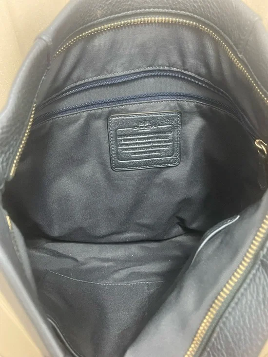 Coach Pebbled Leather Shoulder Bag in Navy Blue - Picture 7 of 8